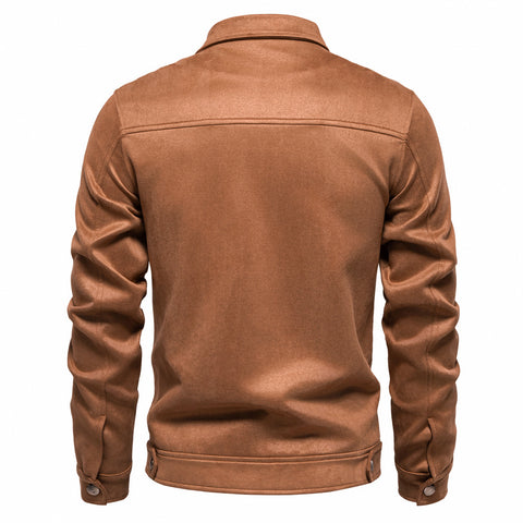 Veste à revers zippée mode, automne hiver, manteau en daim uni, vêtements d'extérieur pour hommes