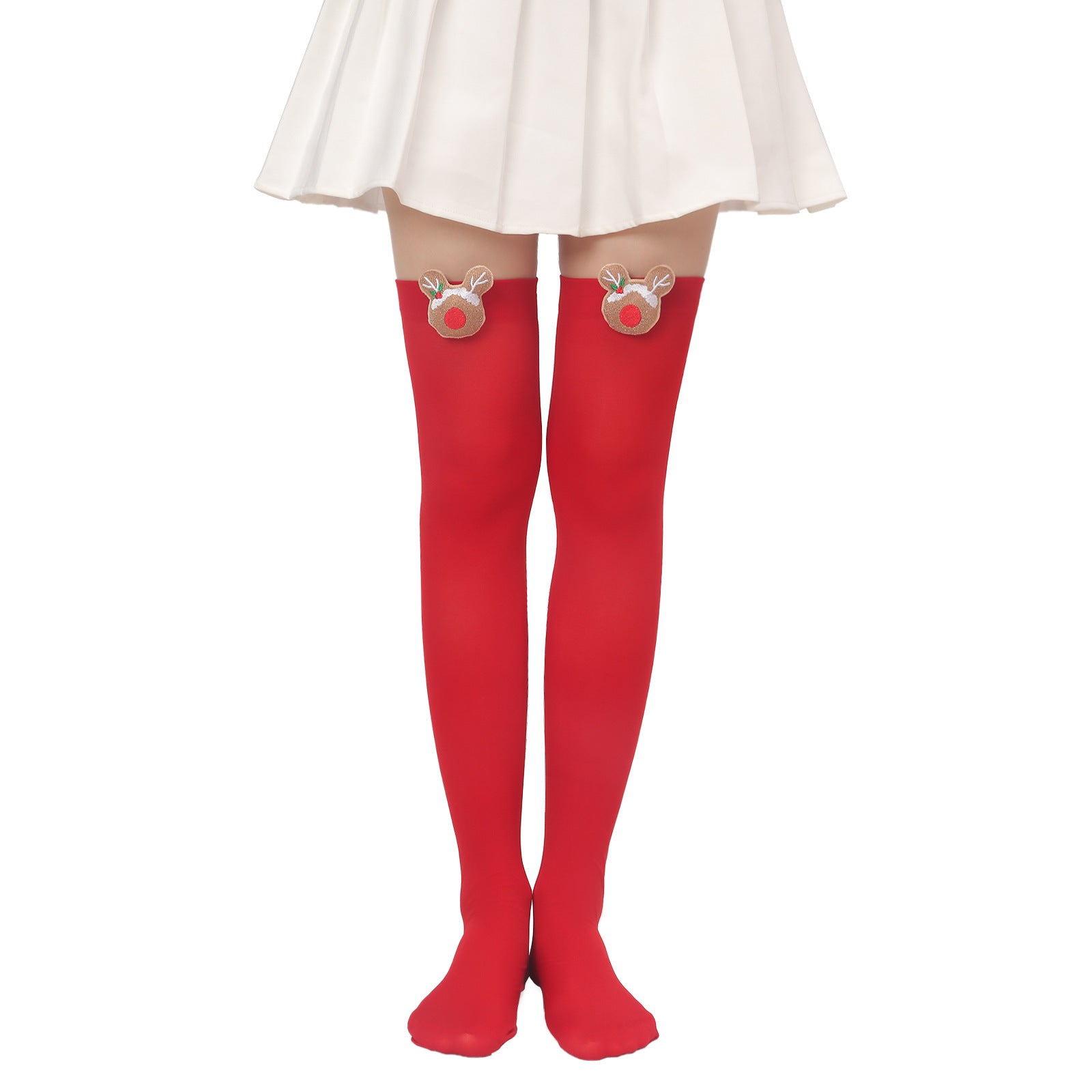 Christmas Plush Doll Knee Socks Bow Stockings - Fashionner