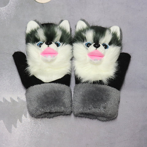 Gants d'hiver en peluche animaux pour femmes
