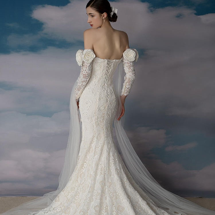 Off Shoulder Super Immortal Slim Fit Slim Fishtail Dress - Fashionner