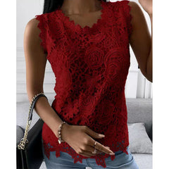 Flowers Lace Vest Women Summer Tops S-5XL - Fashionner