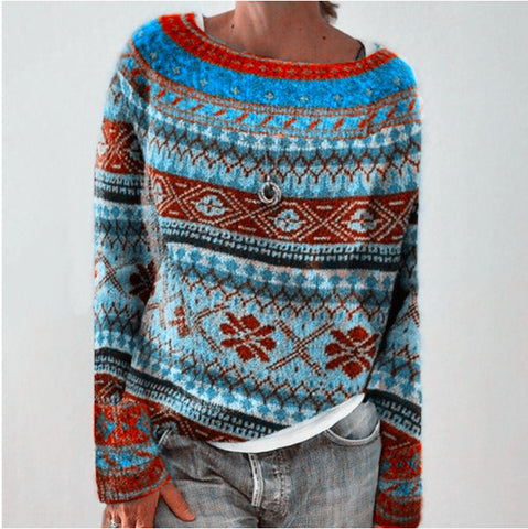Pull-over ample et décontracté pour femme, col rond, multicolore, à la mode, tricoté, vêtement d'extérieur pour femme