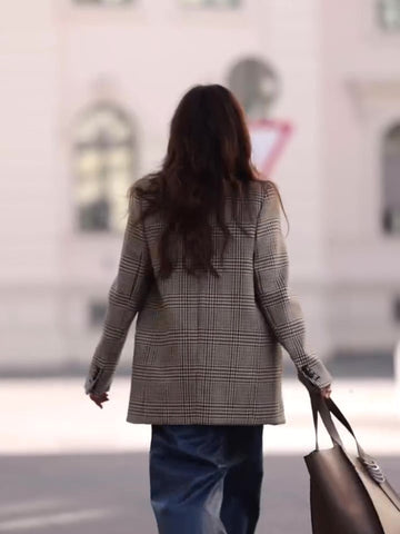 Veste décontractée à carreaux contrastés pour les trajets quotidiens