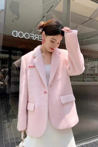 Blazer doux en polyester et mohair