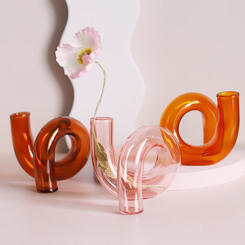 Modèle de pièce de mobilier créatif avec arrangement floral en verre hétérosexuel et bouteille hydroponique