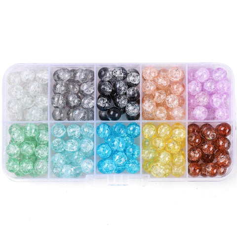 Perles rondes doubles en cristal de verre, kit de matériaux pour bracelet DIY fait à la main, boîte d'accessoires, matériaux pour enfiler les perles