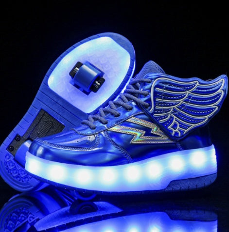 Chaussures à roulettes lumineuses à double roue pour étudiant