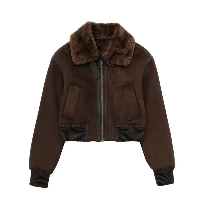 Warm Fur Integrated Loose Motorcycle Double-sided Jacket Jacket - Fashionner