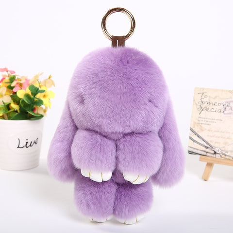 Décoration de porte-clés de voiture avec pendentif en fourrure de lapin