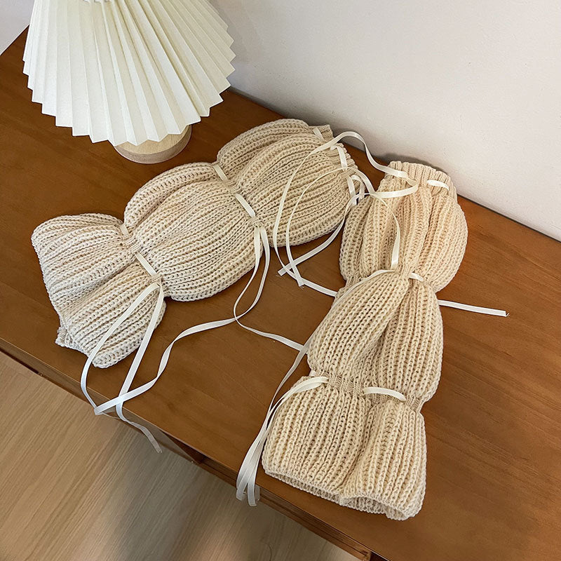 Puff Lantern Lace-up Knitted Girl Foot Sock - Fashionner