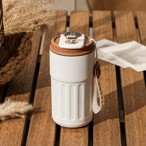Bouteille Thermique Numérique Intelligente Tasse à Café Portable Bouteille d'Eau en Acier Inoxydable Tasse Isotherme pour Voiture Bouteilles Isothermes Gardant au Froid 450 ml