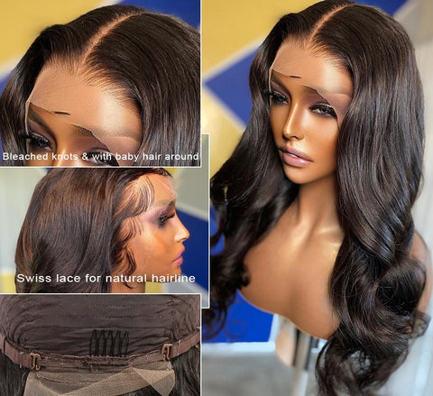 Perruque Lace Front à Ondulations Corporelles pour Femmes Noires