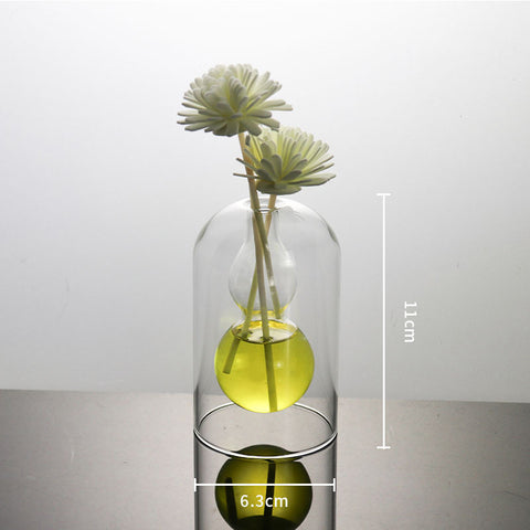 Vases Vase en verre Décoration d'intérieur Décoration de chambre Décoration de mariage moderne Pot de fleurs hydroponique Double récipient en verre Ornement artisanal