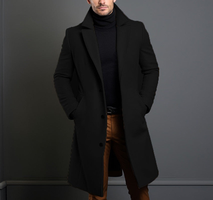 Buy Men'S Mid-Length Trench Coat Fall Winter Slim Pockets Single-Breasted Collar Jacket Casual Business Comfortable Overcoat Clothing online at Fashionner.
