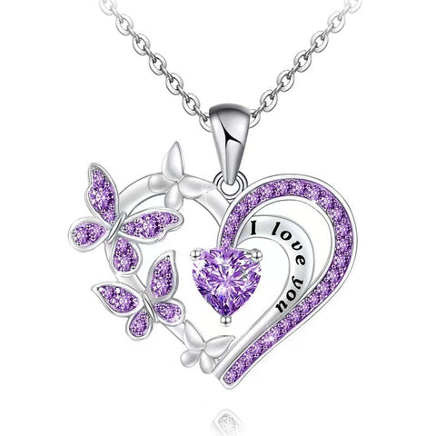 Collier papillon Ins avec strass, pendentif chaîne de clavicule creuse en forme de cœur, tendance et personnalisé, pour la Saint-Valentin