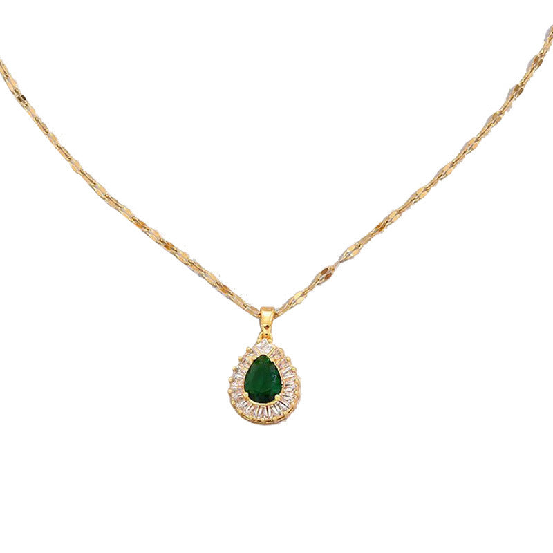 Buy Retro Hong Kong Style Jade White Suit Necklace Earrings All-Match Jewelry online at Fashionner.