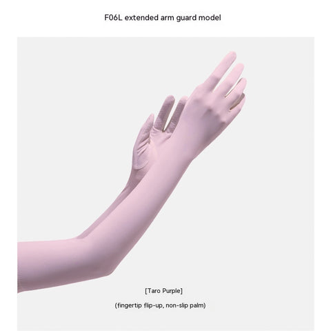 Gants manches longues femme en nylon et soie glacée de protection solaire UV - Manches longues de protection solaire d'été