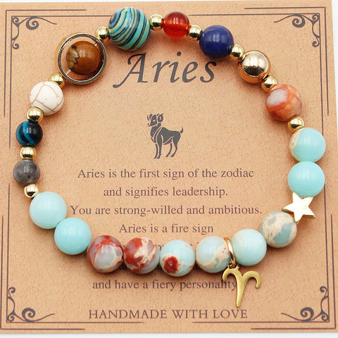 Bracelets Douze Constellations Pierres Naturelles Perles Huit Planètes