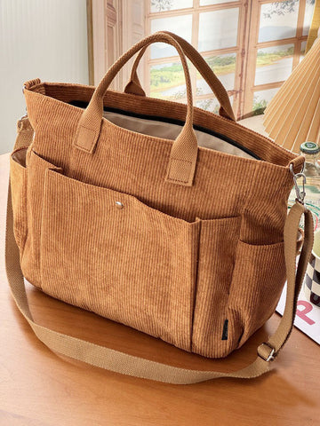 Sacs à bandoulière en velours côtelé épais, simples, passe-partout, sacs de cours, sacs de loisirs pour étudiants, sacoche artistique portable