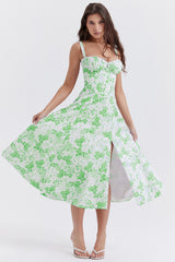 New Women's Floral Print Dress With Straps - Fashionner