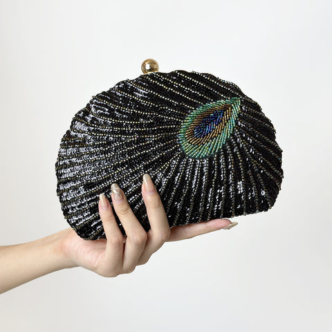 Sac à main chaîne bandoulière perlé asymétrique vintage pour femme