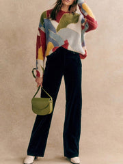 Spliced Painted Sequin Pullover Sweater - Fashionner