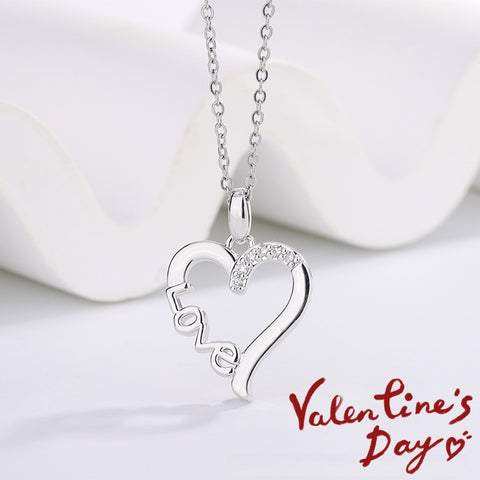 Collier en acier inoxydable avec pendentif Cœur Créatif LOVE pour femme, idéal pour mariage, anniversaire, soirée, accessoire de mode, cadeau.