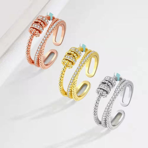 Anneaux d'anxiété pivotants avec perles, anneaux anti-stress pour femmes et hommes, bijoux