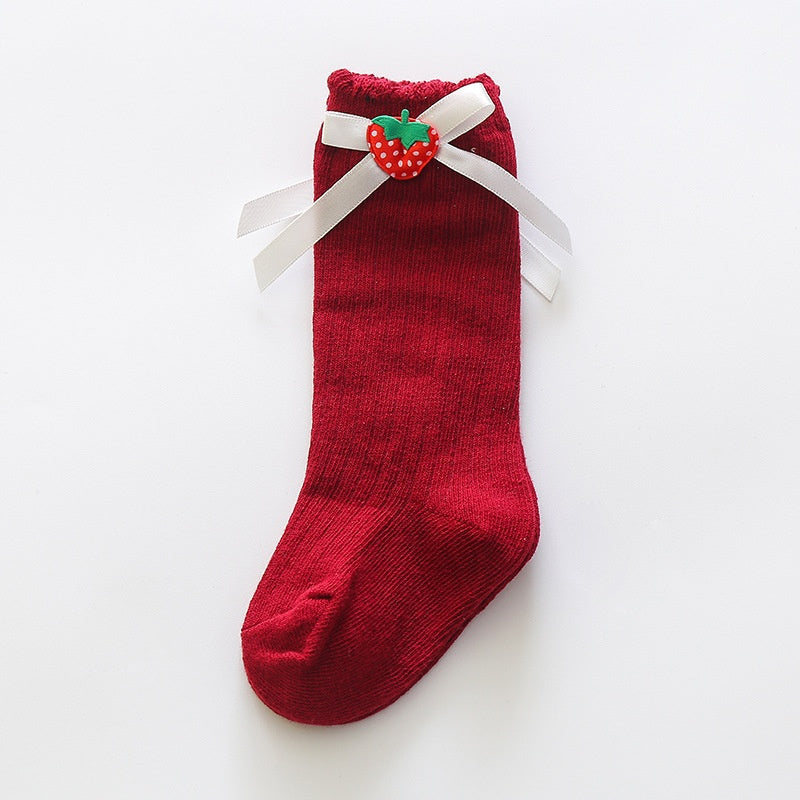 Girls' Stockings Korean Style Ins Bow Baby Princess Socks Long Tube Baby Calf Socks Spring And Autumn Children's Cotton Socks - Fashionner
