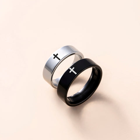 Bague Couple Acier Inoxydable Croix