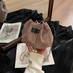 Women's Crossbody Rhinestone Bucket Bag - Fashionner