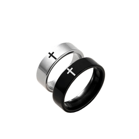 Bague Couple Acier Inoxydable Croix