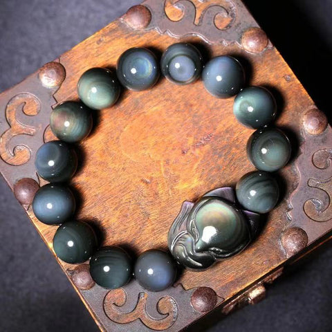 Obsidian Fox Carved Bracelet Couple Bracelet