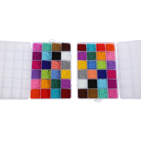 Perles de rocaille en verre, boîte de 24 compartiments, style bohème