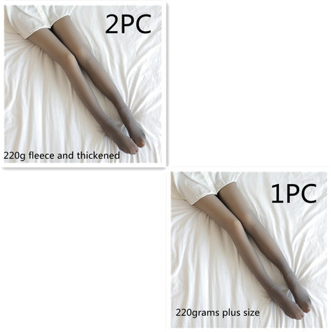 Fake Translucent Plus Size Leggings Fleece Lined Tights Fall And Winter Warm Fleece Pantyhose Women Fleece Lined Pantyhose Thermal Winter Tights - Fashionner