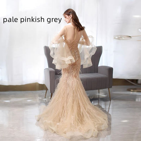 Robe de soirée sirène dorée pour femme