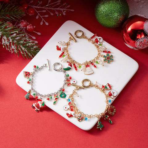 Bracelet de Noël personnalisé Arbre de Noël Père Noël Pendentif Bracelet Pour Femmes Bijoux