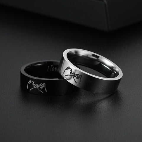 Bague de couple simple en acier de titane de niche pour couples