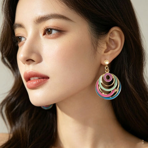 Buy Retro Bohemian-Style Enamel Earrings online at Fashionner.