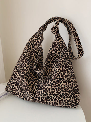 New leopard print shoulder bag canvas shopping bag - Fashionner