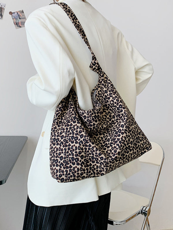 New leopard print shoulder bag canvas shopping bag - Fashionner