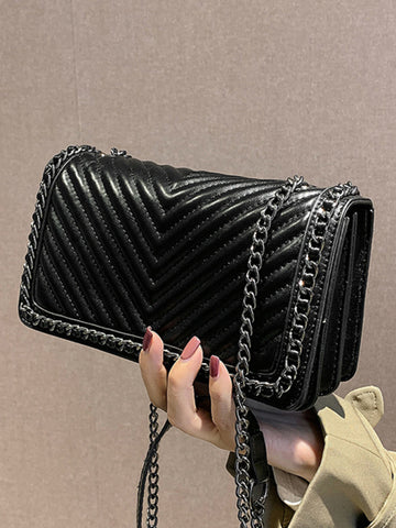 Embroidered thread chain portable small square bag shoulder bag - Fashionner