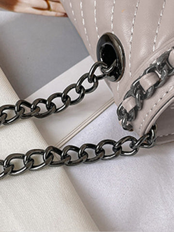 Embroidered thread chain portable small square bag shoulder bag - Fashionner