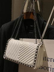 Embroidered thread chain portable small square bag shoulder bag - Fashionner