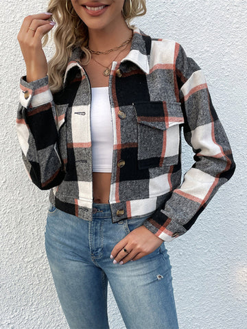 New women's plaid cross-border long-sleeved shirt jacket - Fashionner