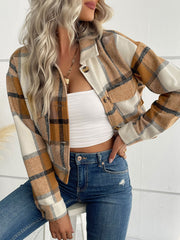 New women's plaid cross-border long-sleeved shirt jacket - Fashionner