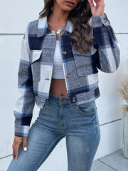 New women's plaid cross-border long-sleeved shirt jacket