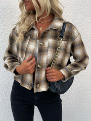 New women's plaid cross-border long-sleeved shirt jacket - Fashionner