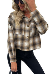 New women's plaid cross-border long-sleeved shirt jacket - Fashionner