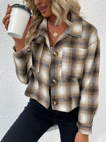 New women's plaid cross-border long-sleeved shirt jacket - Fashionner